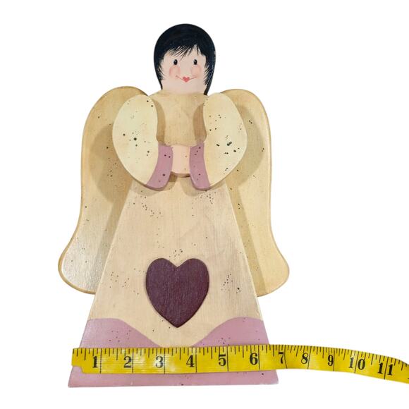 Vintage Wooden decorative angel figures, Lot of Two 16" 12" - Picture 5 of 13